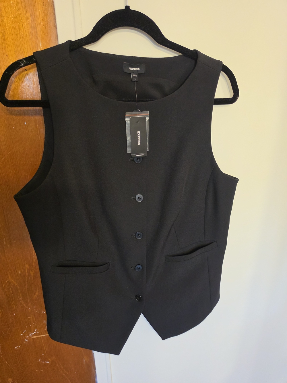 Express Black Button-Front Vest